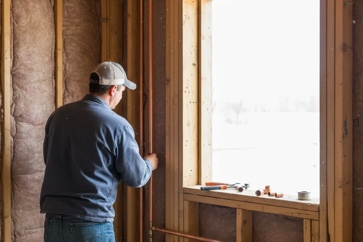 Licensed plumber running new copper supply lines in a Banner home