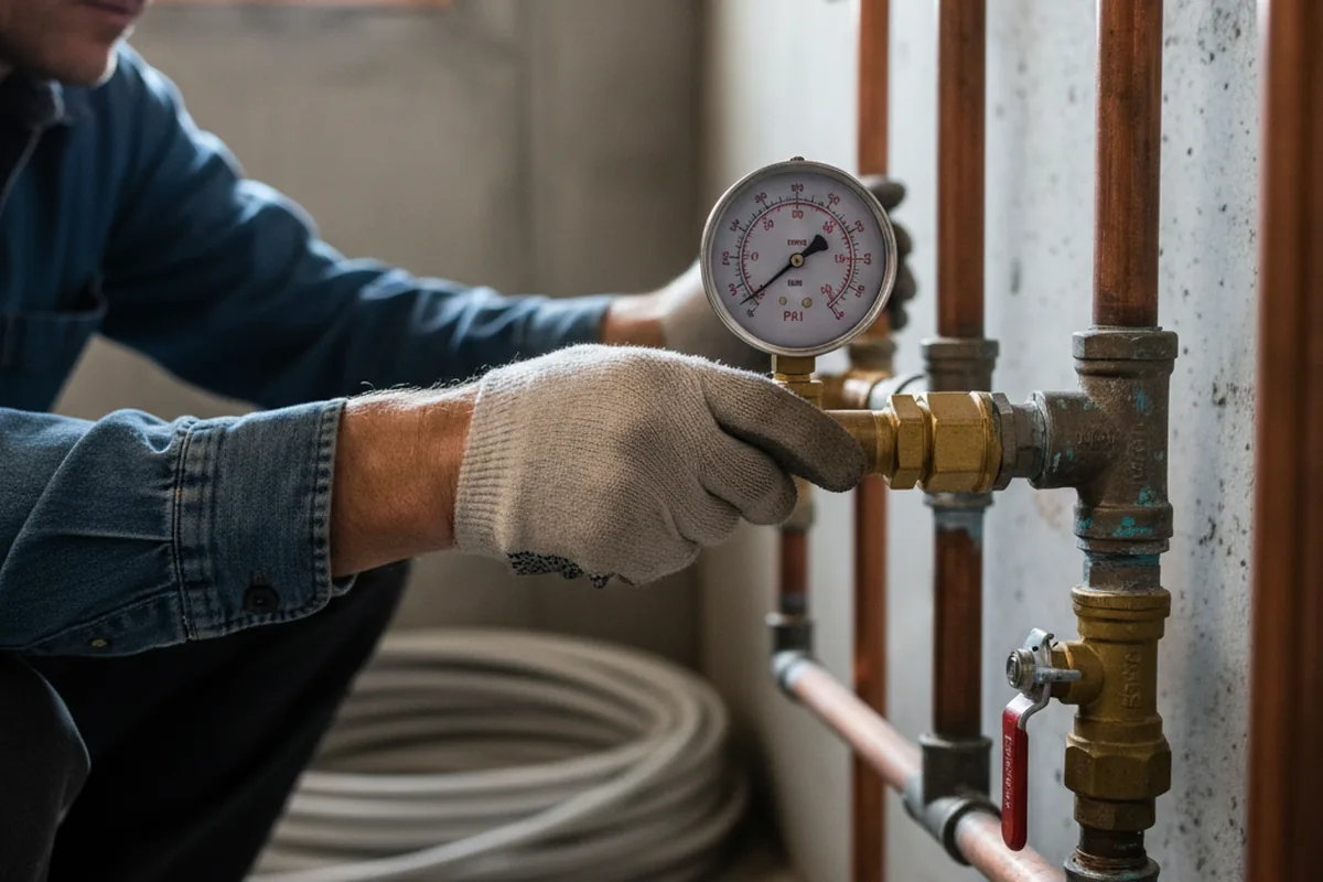 Pressure testing a repaired line during Water Line Repair in Banner